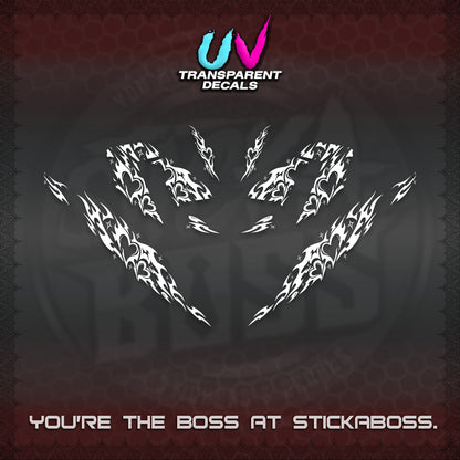 CLICK 125 V4 UV TRANSPARENT DECALS (2026 TRIBAL HEART DESIGN) STICKER KITS BY STICKABOSS