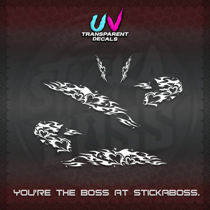 CLICK 125 V3 UV TRANSPARENT DECALS (2026 TRIBAL HEART DESIGN) STICKER KITS BY STICKABOSS
