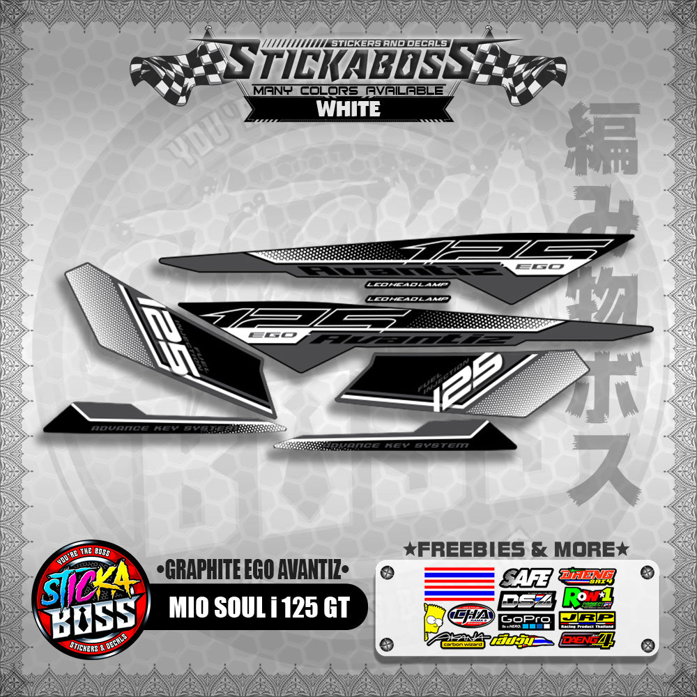 MIO SOUL I 125 GT STICKER DECALS ( GRAPHITE EGO AVANTIZ )【WITH FREEBIES】