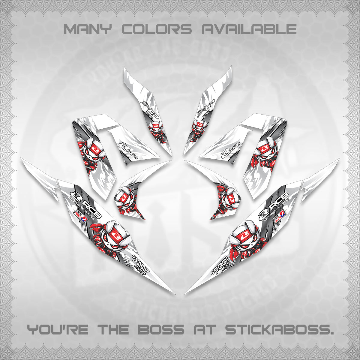 CLICK 125 V4 FOR WHITE DECALS (2026 NEW RCB 2.0 DESIGN) STICKER KITS BY STICKABOSS