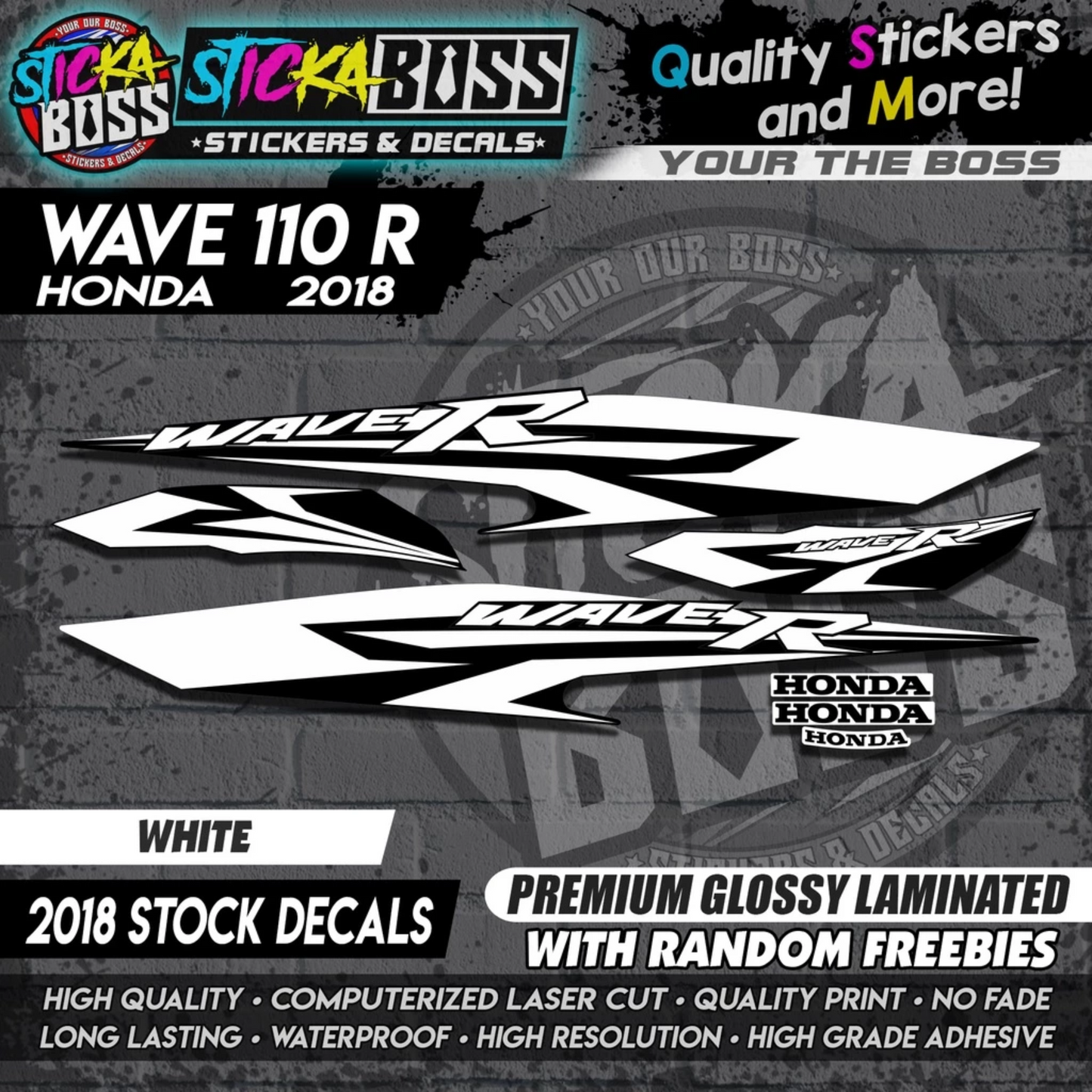Wave 110 R (2018 Stock Decals)【PREMIUM GLOSSY LAMINATED】