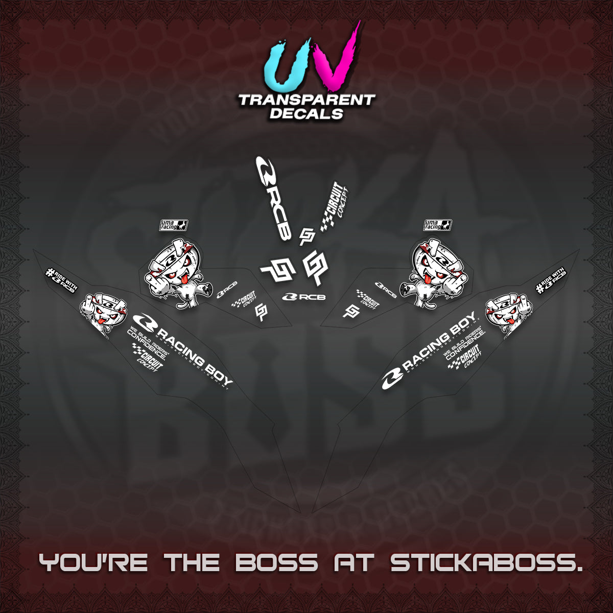 CLICK V3 UV TRANSPARENT DECALS (2026 RACE ZOMBIE DESIGN)STICKER DECALS By STICKABOSS