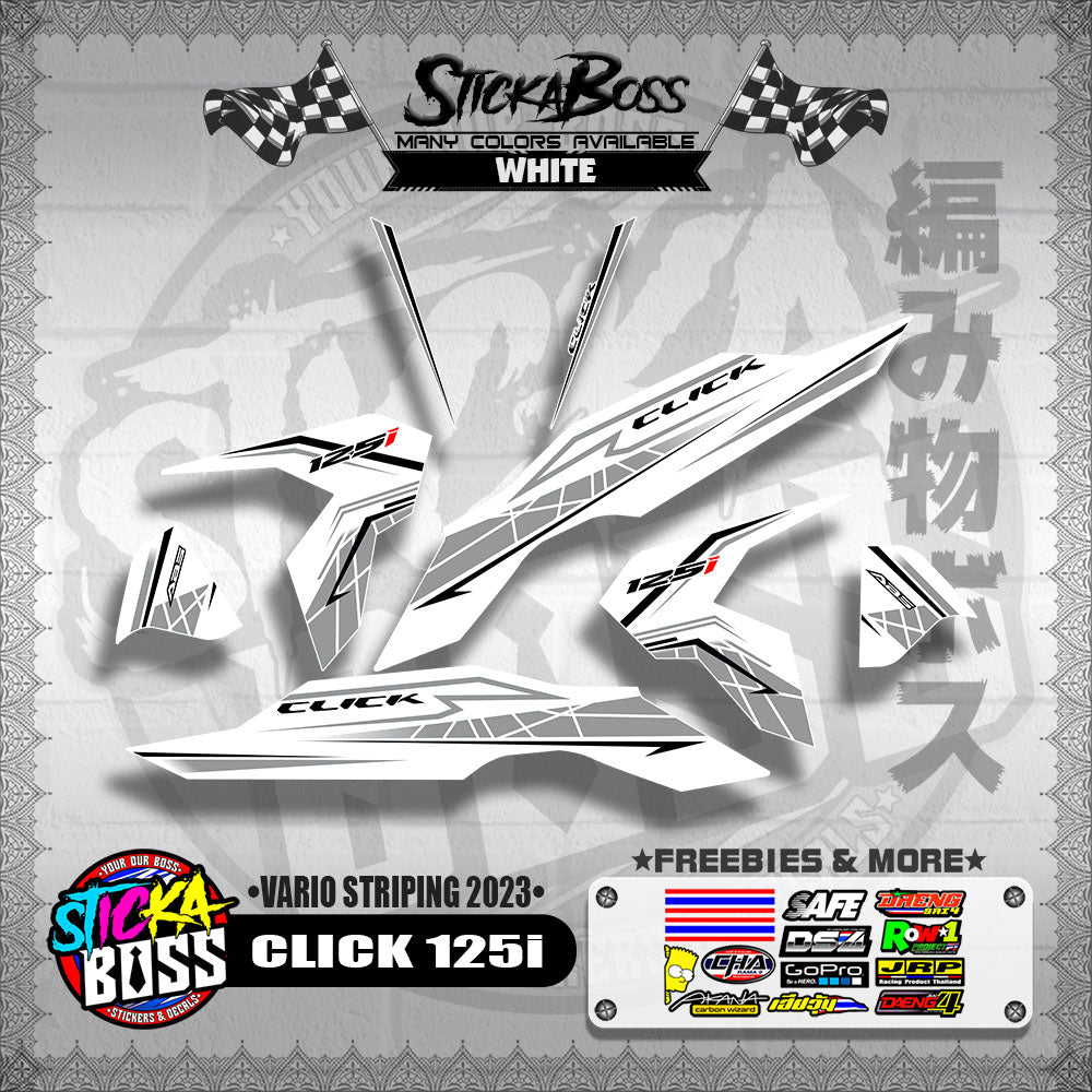 CLICK 125i V3 STOCK DECALS ( VARIO STRIPING 2023 )【WITH FREEBIES】
