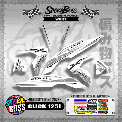 CLICK 125i V3 STOCK DECALS ( VARIO STRIPING 2023 )【WITH FREEBIES】