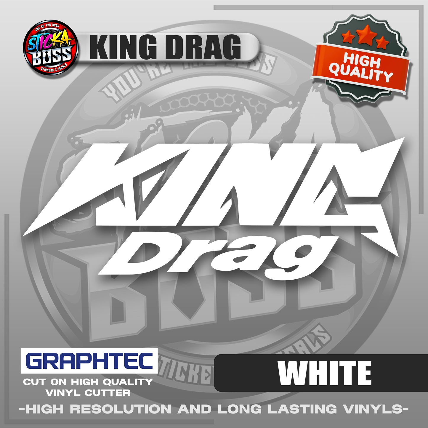 KING DRAG | VINYL WATERPROOF CUT-OUT STICKER DECALS【Stickaboss】