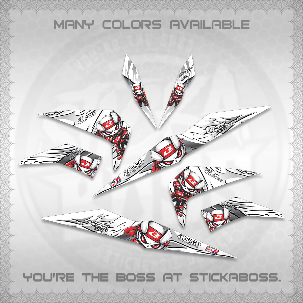 BEAT FI V2 FOR WHITE DECALS (2026 NEW RCB 2.0 DESIGN) STICKER KITS BY STICKABOSS