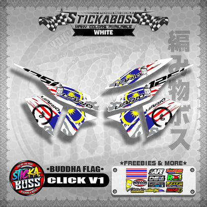 CLICK V1 MALAYSIAN STICKER DECALS ( BUDDHA FLAG )【WITH FREEBIES】