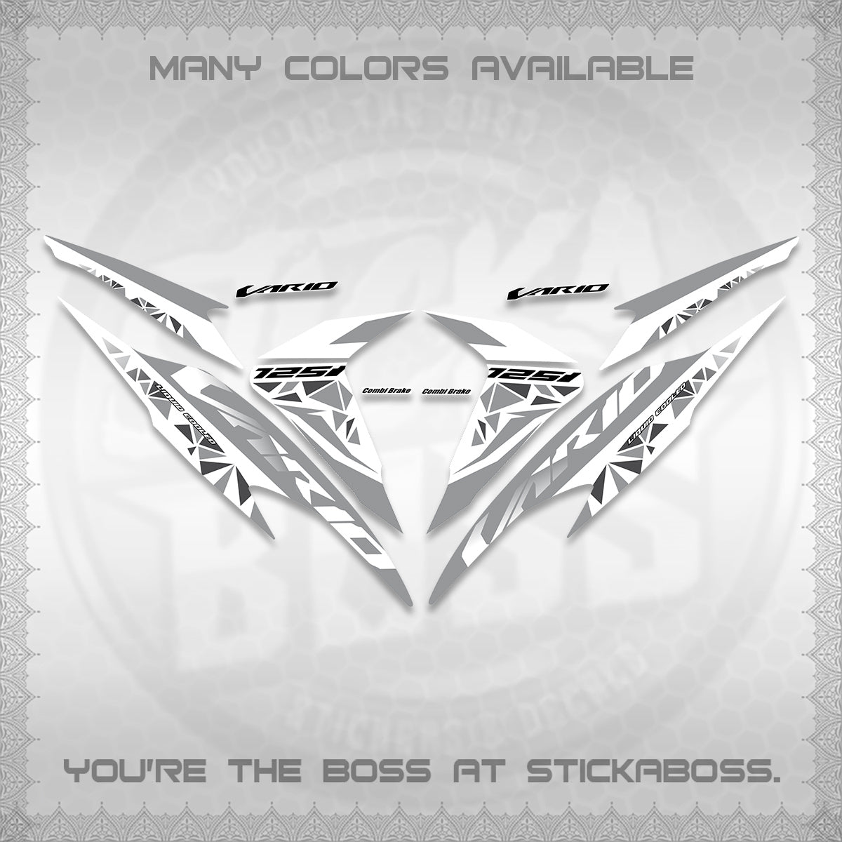 CLICK 125 V2 VARIO FOR WHITE DECALS (2018–2022 STYLE DESIGN) STICKER DECALS BY STICKABOSS