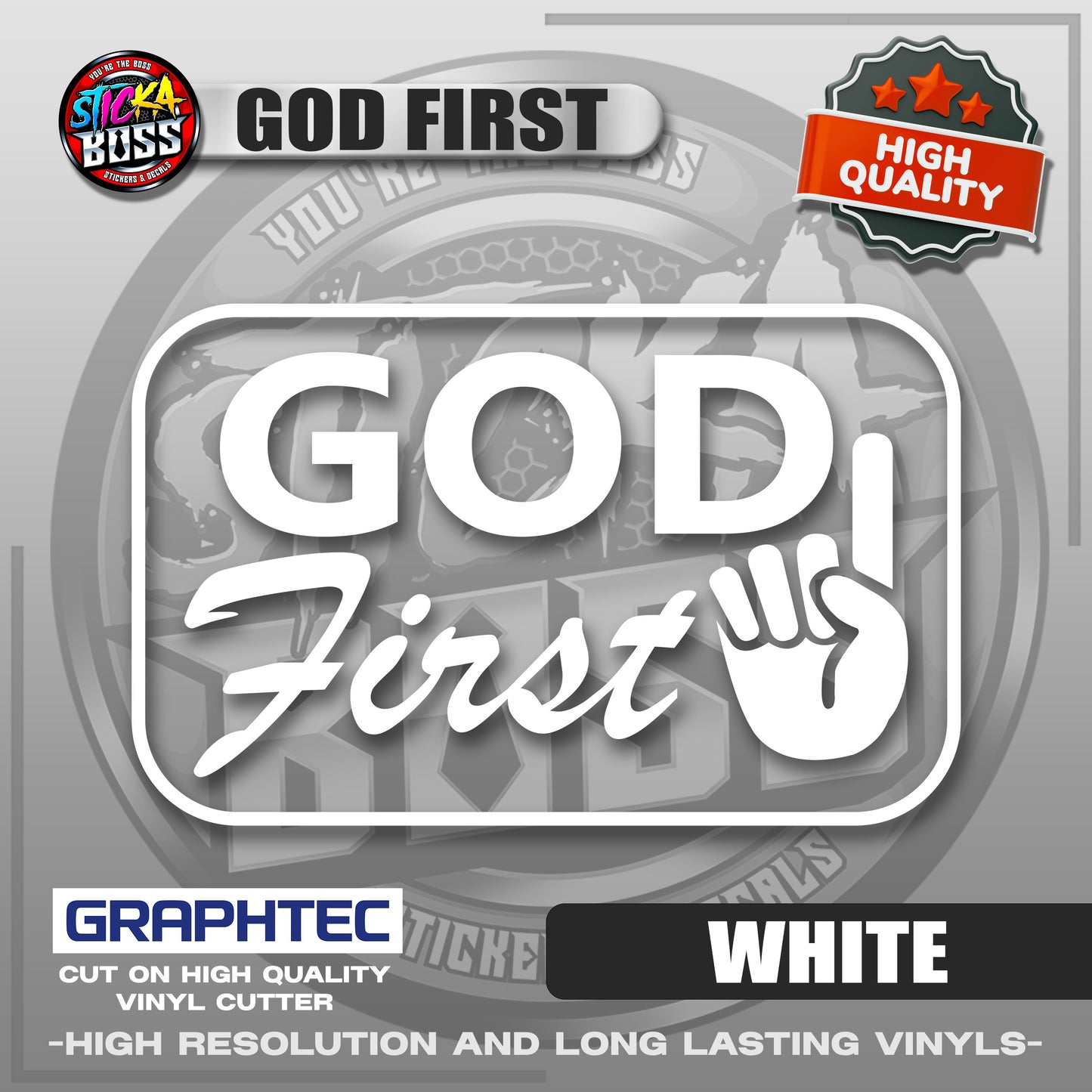 GOD FIRST | VINYL WATERPROOF CUT-OUT STICKER DECALS【Stickaboss】