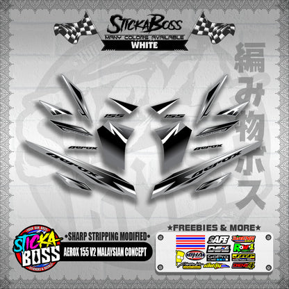 AEROX 155 V2 MALAYSIAN CONCEPT DECALS ( SHARP STRIPPING MODIFIED )【WITH FREEBIES】