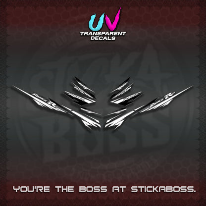 【PREMIUM UV PRINT】TRANSPARENT RAIDER 150 FI SATRIA  DECALS (MINIMALIST 0016 DESIGN)By STICKABOSS