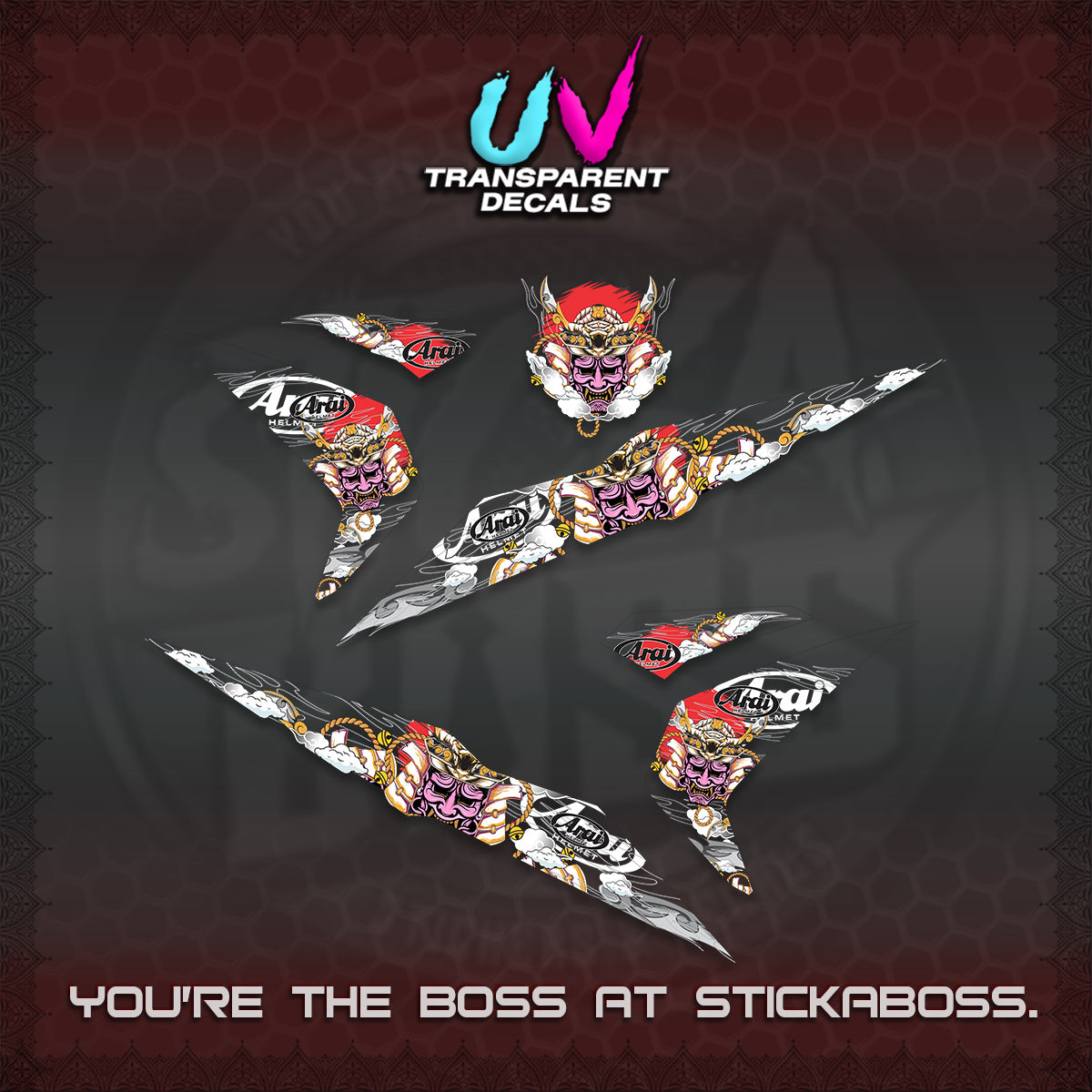 BEAT FI V2 INDO UV TRANSPARENT DECALS (2026 NEW SAMURAI MOTIF) STICKER KITS BY STICKABOSS