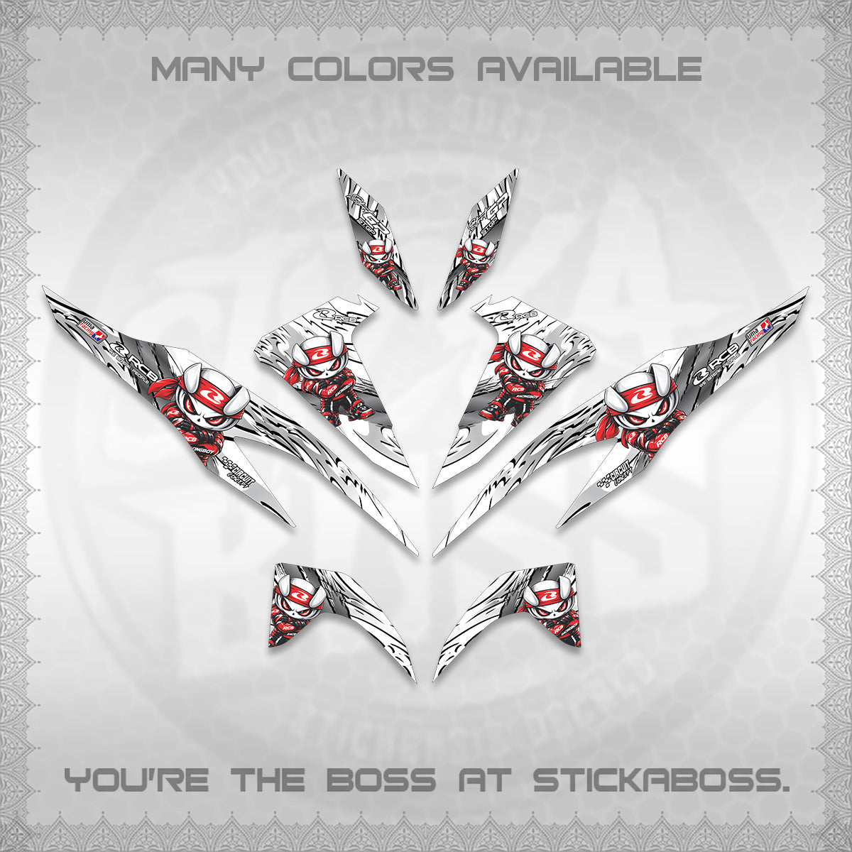 CLICK 125 V2 FOR WHITE DECALS (2026 NEW RCB 2.0 DESIGN) STICKER KITS BY STICKABOSS