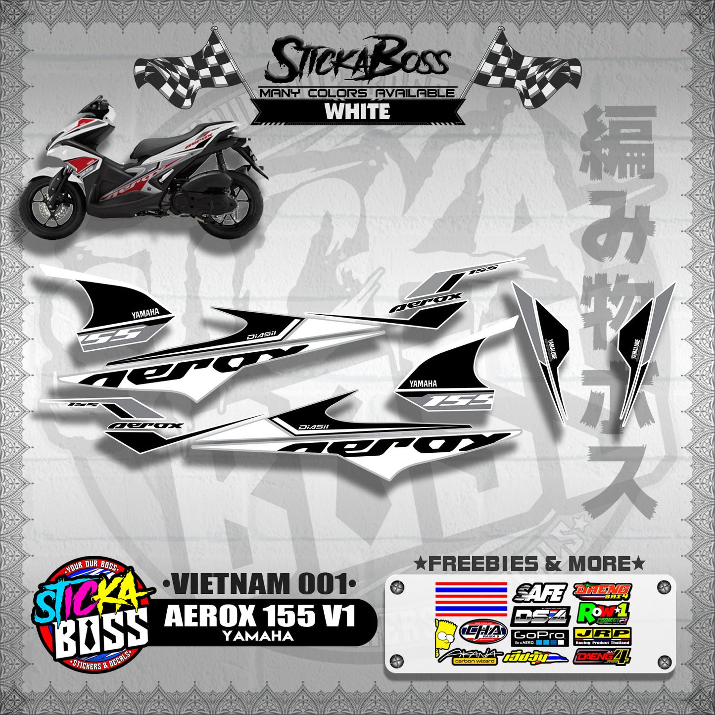 AEROX 155 V1 DECALS ( VIETNAM 001 )【WITH FREEBIES】