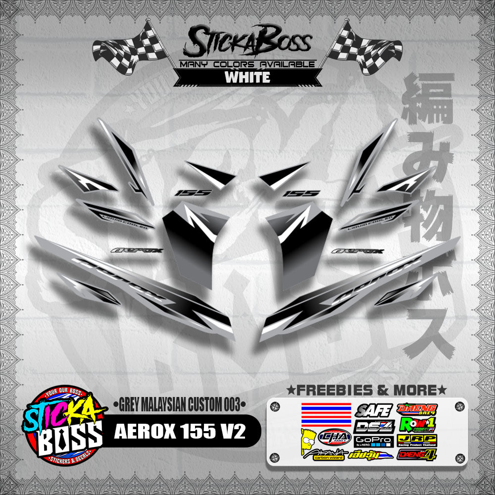 AEROX 155 V2 DECALS ( GREY MALAYSIAN CUSTOM 003 )【WITH FREEBIES】