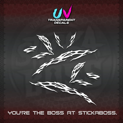 CLICK 125 V3 UV TRANSPARENT DECALS (2026 TRIBAL LIGHTNING DESIGN) STICKER KITS BY STICKABOSS