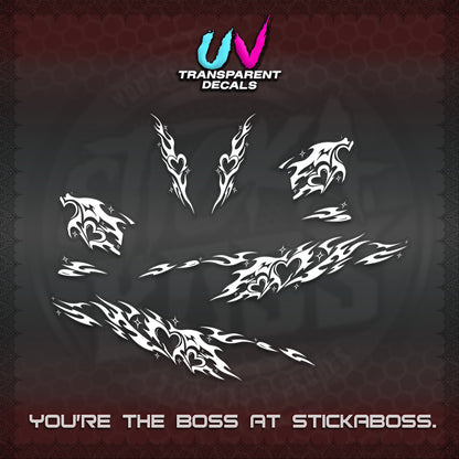 CLICK 125 V2 UV TRANSPARENT DECALS (2026 TRIBAL HEART DESIGN) STICKER KITS BY STICKABOSS