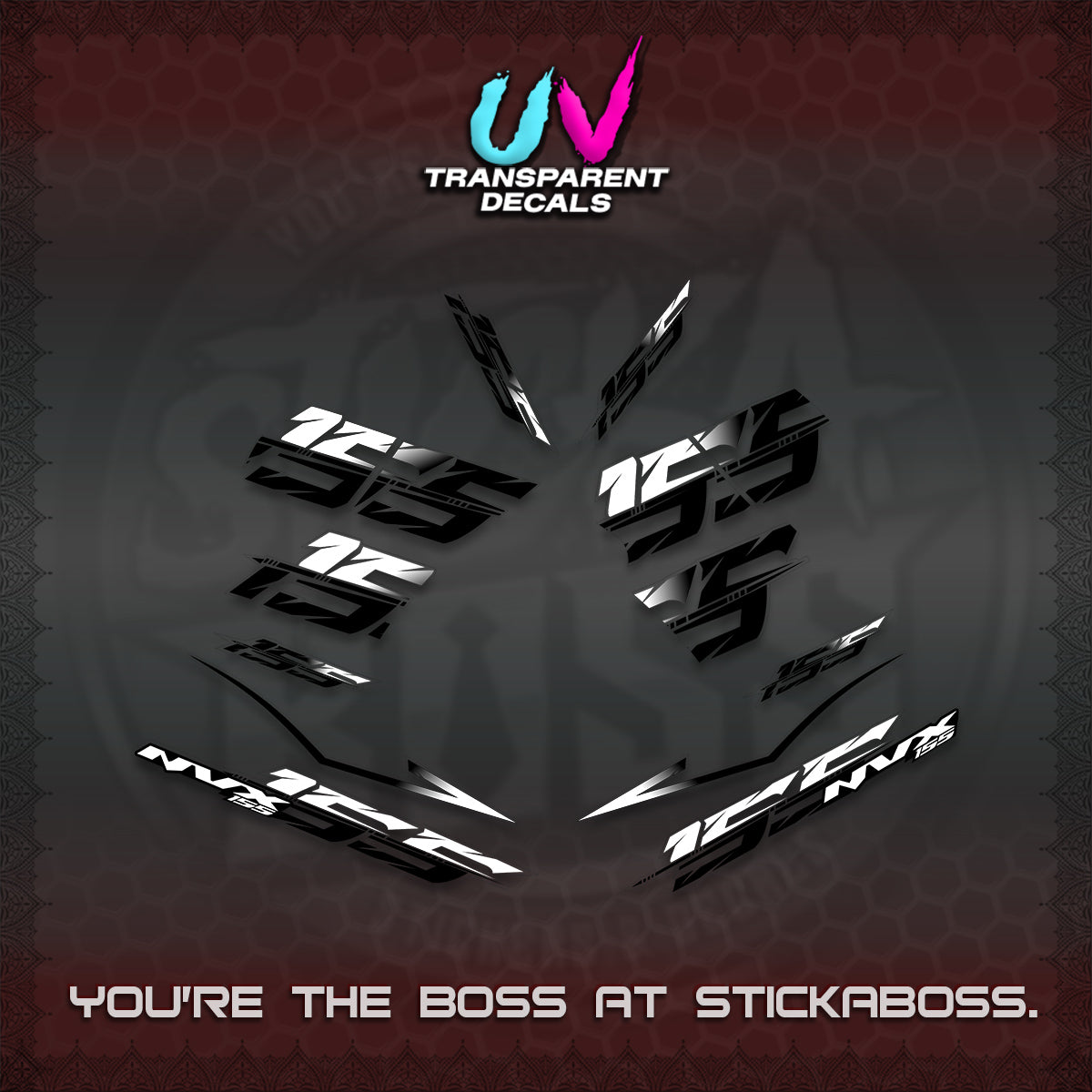 AEROX 155 V2 UV TRANSPARENT DECALS (2026 NVX VIETNAM) STICKER KITS BY STICKABOSS