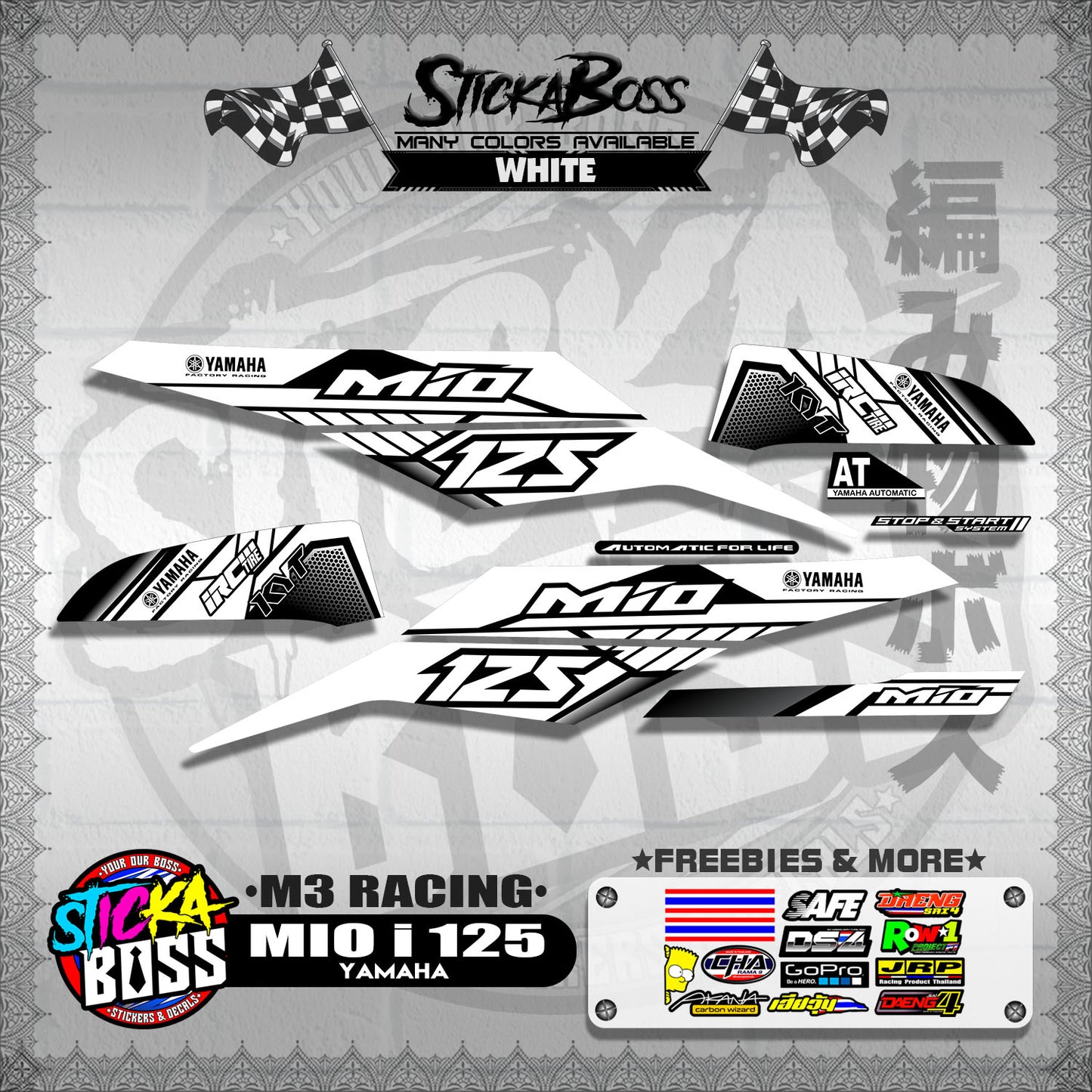 MIO i 125 STOCK DECALS ( M3 RACING ) 【WITH FREEBIES】