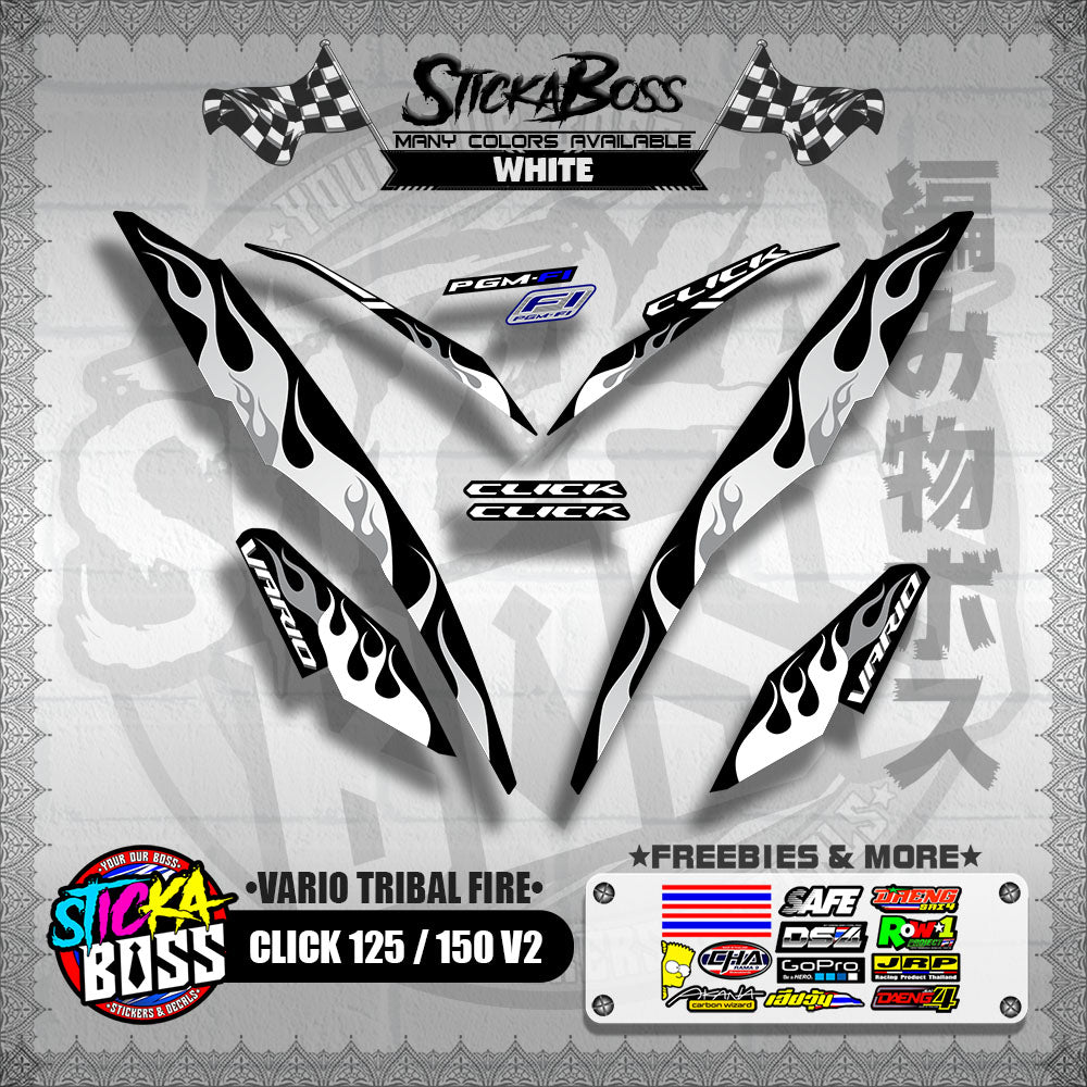 CLICK 125 / 150 V2 DECALS ( VARIO TRIBAL FIRE )【WITH FREEBIES】
