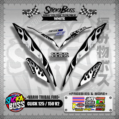 CLICK 125 / 150 V2 DECALS ( VARIO TRIBAL FIRE )【WITH FREEBIES】