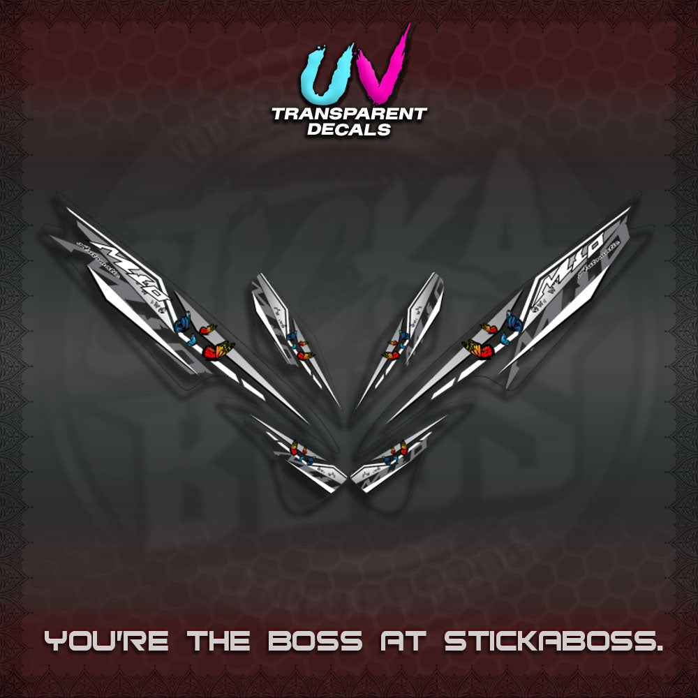 【PREMIUM UV PRINT】TRANSPARENT  MIO SPORTY/SMILE DECALS (BUTERFLY V6 DESIGN)By STICKABOSS