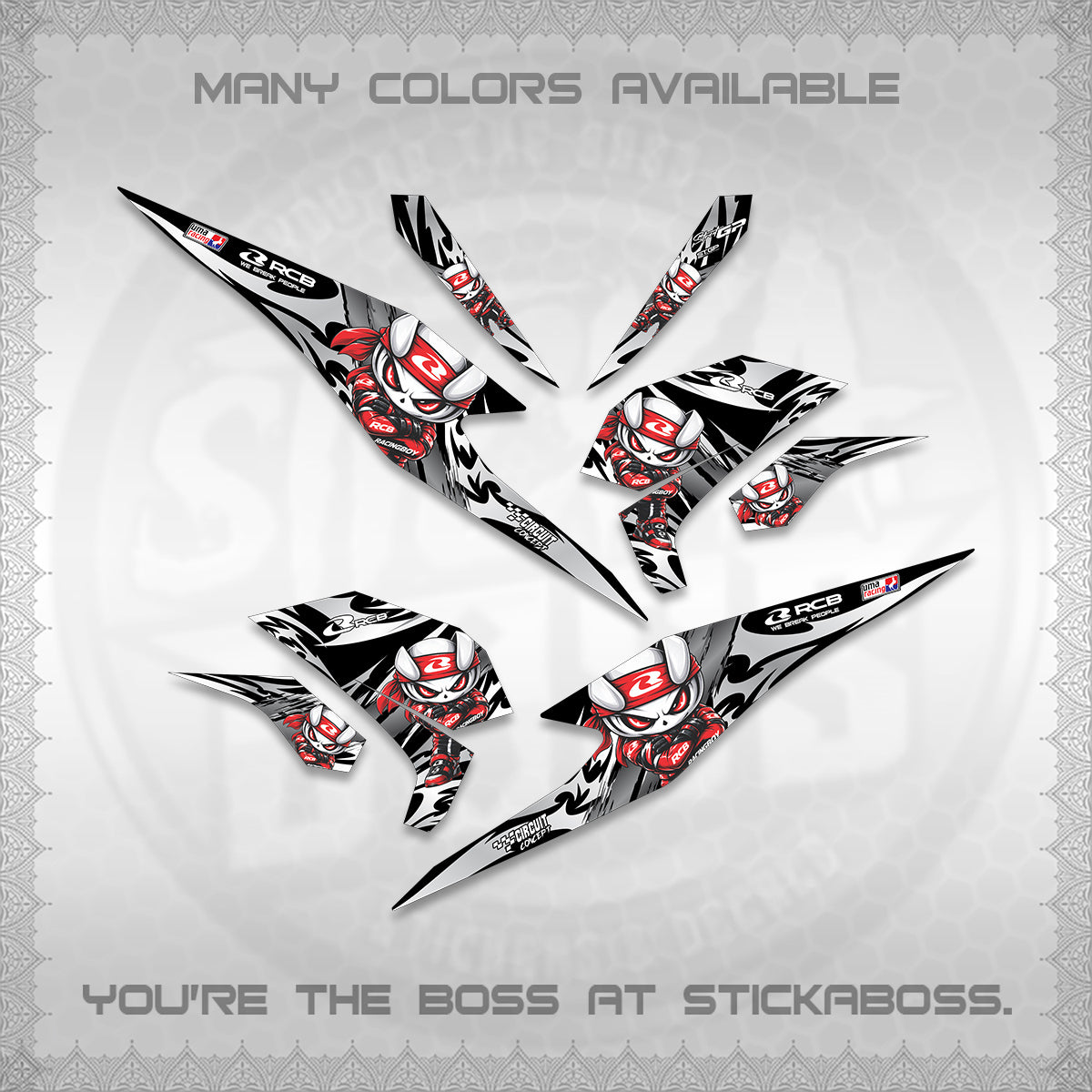 BEAT FI V3 FOR WHITE DECALS (2026 NEW RCB 2.0 DESIGN) STICKER KITS BY STICKABOSS