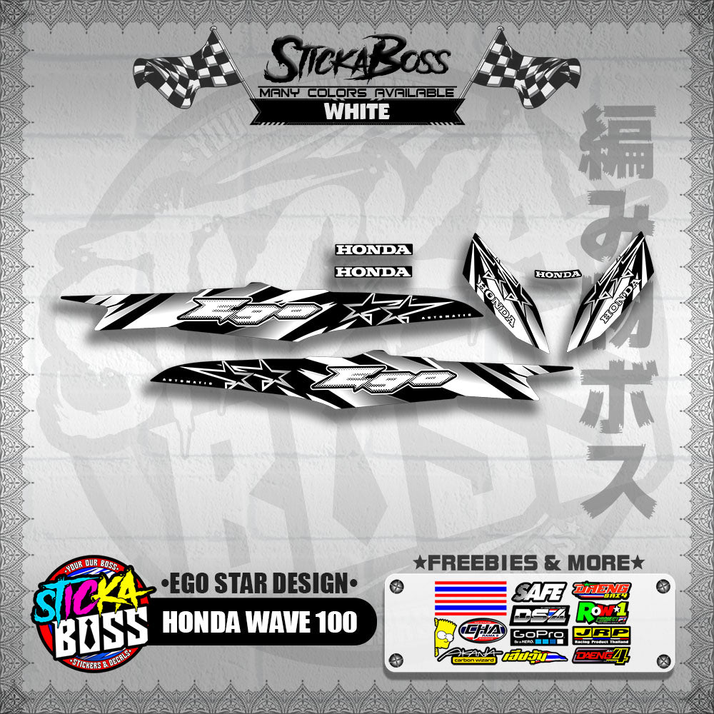 HONDA WAVE 100 DECALS ( EGO STAR DESIGN )【WITH FREEBIES】