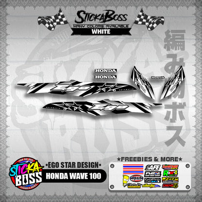 HONDA WAVE 100 DECALS ( EGO STAR DESIGN )【WITH FREEBIES】