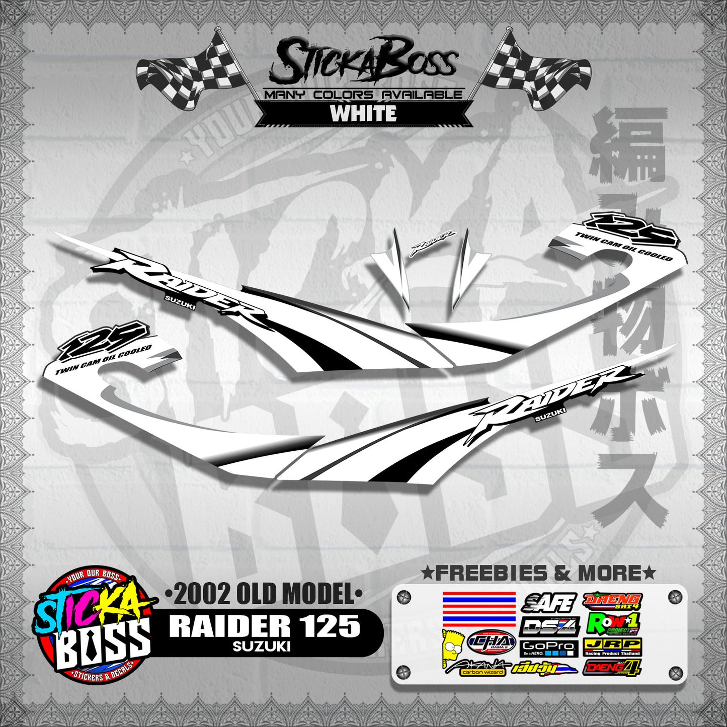 RAIDER 125 DECALS ( 2002 OLD MODEL )【WITH FREEBIES】