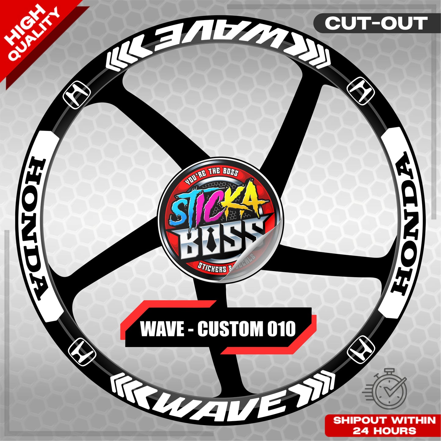 WAVE 110  / 125 MAG STICKER SET ( 2 MAGS ) - CUSTOM 010 | VINYL WATERPROOF CUT-OUT DECALS