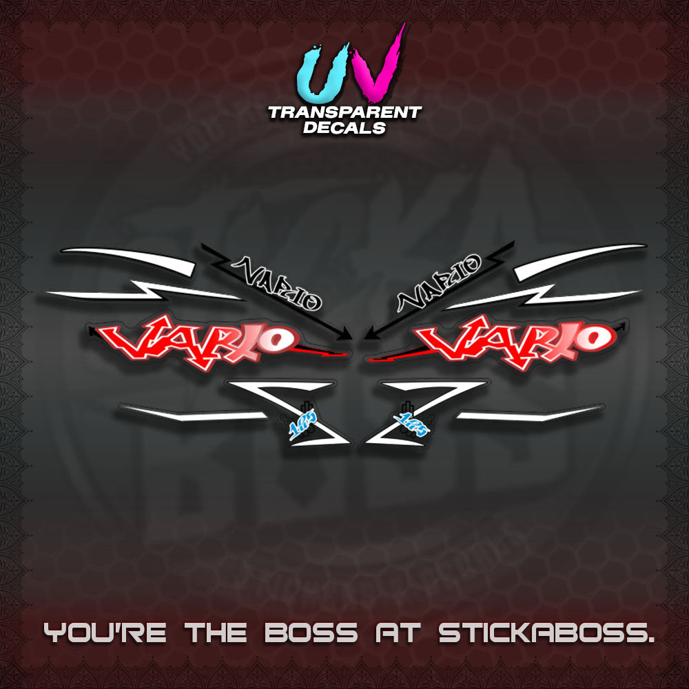 CLICK V2 INDO/MALAY UV TRANSPARENT VARIO DECALS (GRAFITY VARIO MOTIF)STICKER DECALS By STICKABOSS