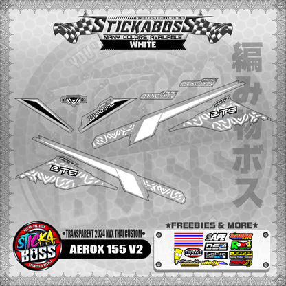 【PREMIUM UV PRINT】TRANSPARENT AEROX 155 V2 DECALS ( 2024 NVX THAI CUSTOM )【WITH FREEBIES】