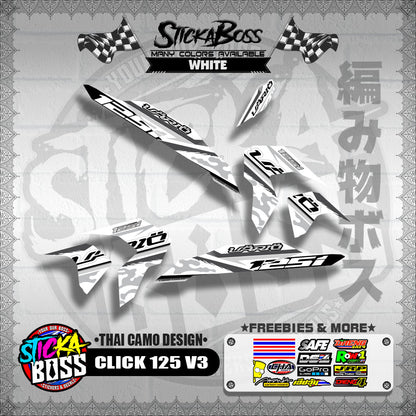CLICK 125i V3 DECALS ( THAI CAMO DESIGN )【WITH FREEBIES】