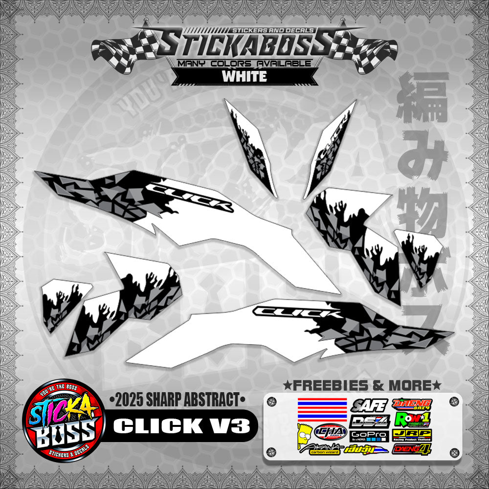 CLICK V3 INDO STICKER DECALS ( 2025 SHARP ABSTRACT  )【WITH FREEBIES】