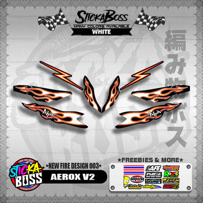 AEROX V2 DECALS ( NEW FIRE DESIGN 003 ) [ PREMIUM GLOSSY LAMINATED ]【WITH FREEBIES】