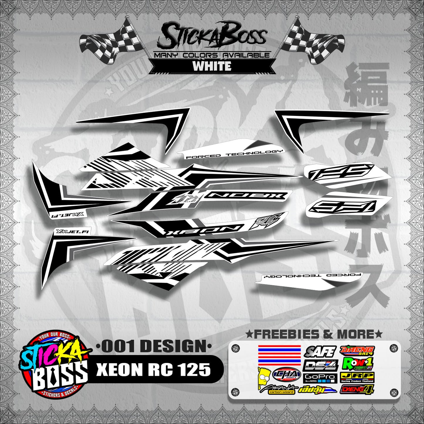 XEON RC 125 STOCK DECALS ( 001 DESIGN )【WITH FREEBIES】