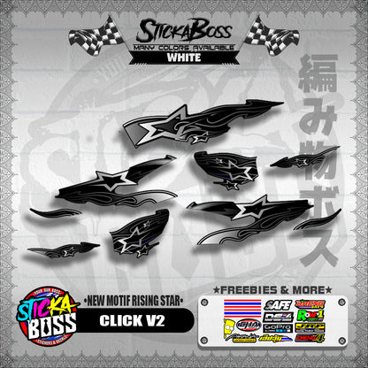 CLICK V2 DECALS ( NEW MOTIF RISING STAR ) [ PREMIUM GLOSSY LAMINATED ]【WITH FREEBIES】