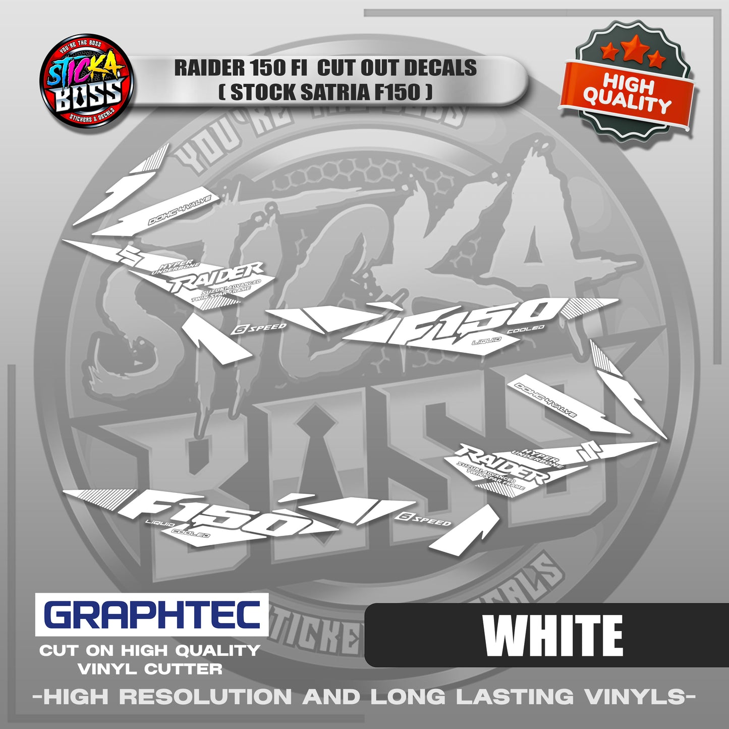 RAIDER 150 FI CUT OUT DECALS ( STOCK SATRIA F150 ) | VINYL WATERPROOF CUT-OUT STICKER DECALS