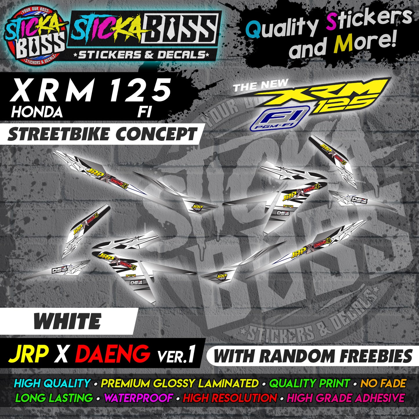 XRM 125 FI Decals - (JRP x DAENG VER.1) [STREET BIKE CONCEPT]【PREMIUM GLOSSY LAMINATED】