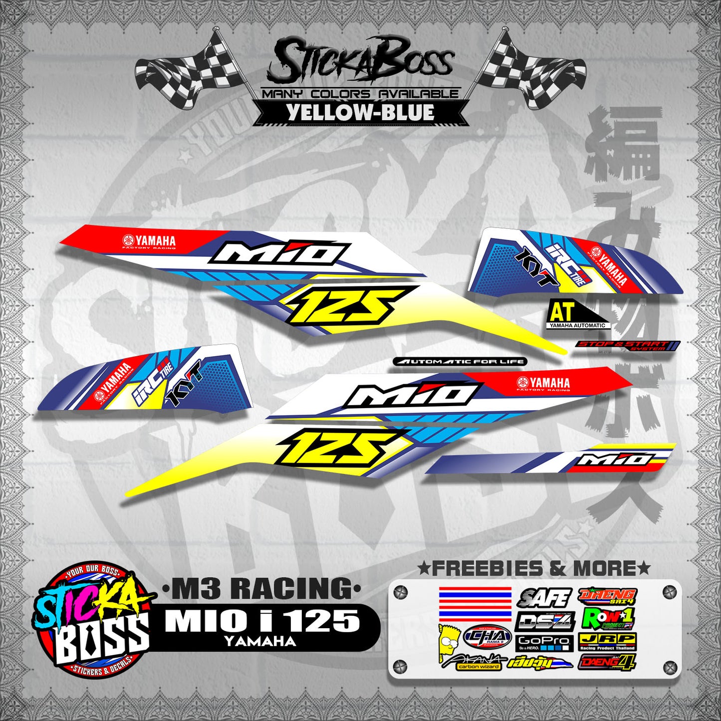 MIO i 125 STOCK DECALS ( M3 RACING ) 【WITH FREEBIES】