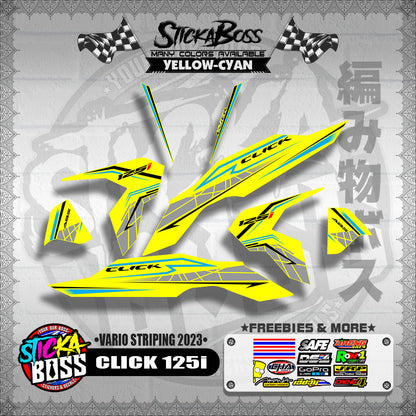 CLICK 125i V3 STOCK DECALS ( VARIO STRIPING 2023 )【WITH FREEBIES】