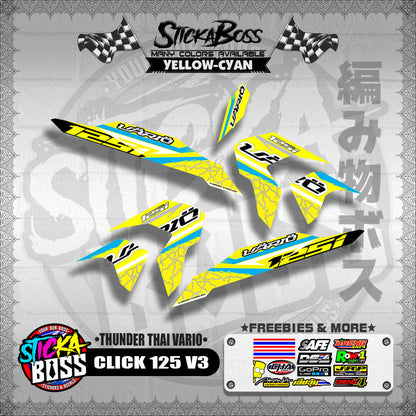 CLICK 125 V3 THAILAND DECALS ( THUNDER THAI VARIO )【WITH FREEBIES】