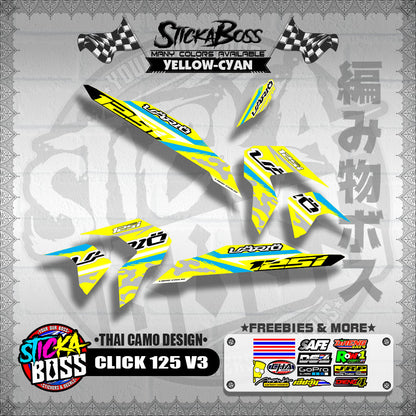 CLICK 125i V3 DECALS ( THAI CAMO DESIGN )【WITH FREEBIES】