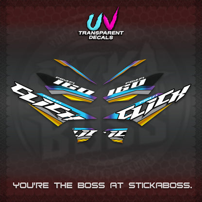 CLICK 160 STRIPING UV TRANSPARENT DECALS (SPORTS RACE STRIPES 01) STICKER KITS BY STICKABOSS