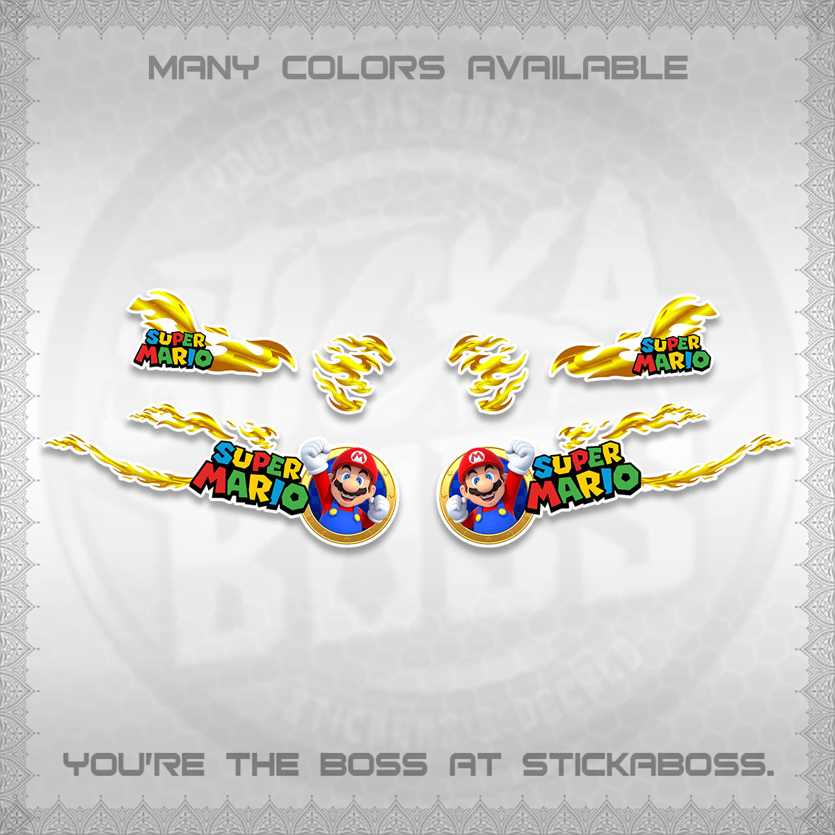FAZZIO FOR WHITE DECALS (FLAMES 02 SUPER-M MOTIF) STICKER KITS BY STICKABOSS