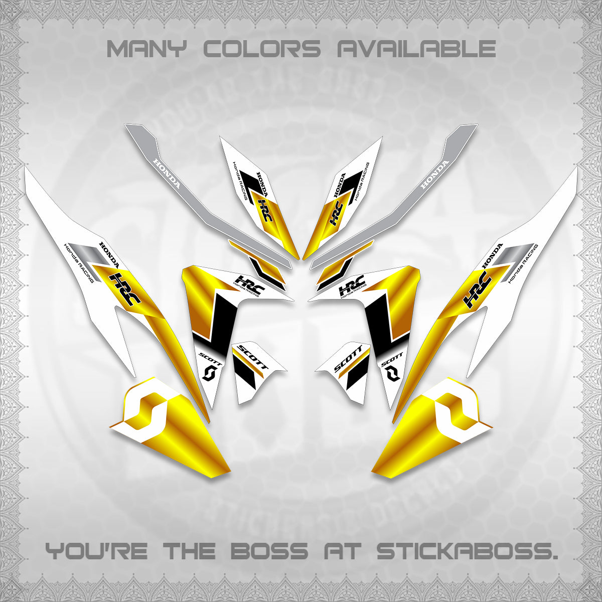 CLICK V2 FOR WHITE DECALS (SCOTTxHRC DESIGN) STICKER KITS By STICKABOSS