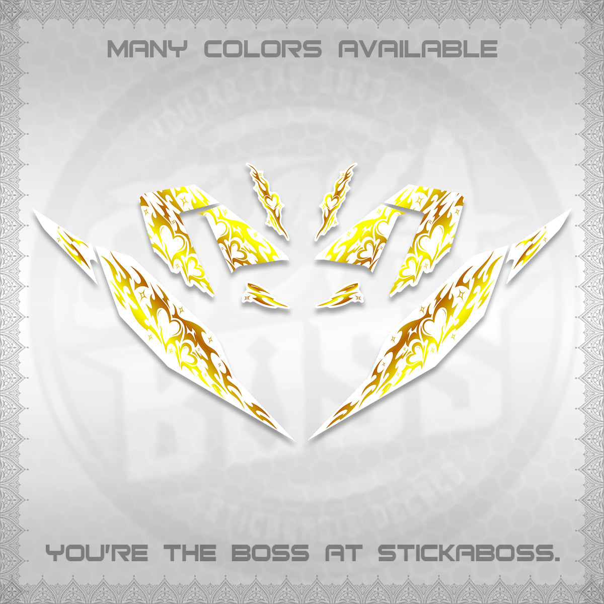 CLICK 125 V4 FOR WHITE DECALS (2026 TRIBAL HEART DESIGN) STICKER KITS BY STICKABOSS