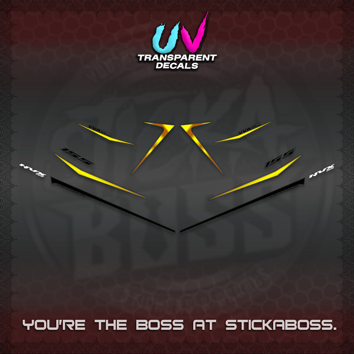 AEROX 155 V2 UV TRANSPARENT DECALS (2026 NVX MINIMALIST 01) STICKER KITS BY STICKABOSS