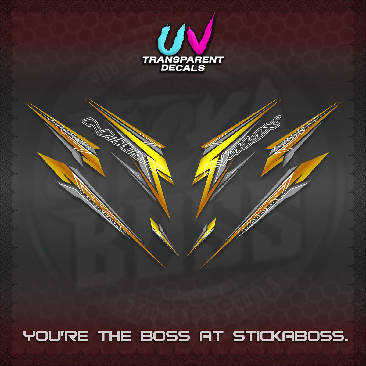 NMAX V2 UV TRANSPARENT DECALS (2024 NM 00-A1 STYLE) STICKER DECALS By STICKABOSS